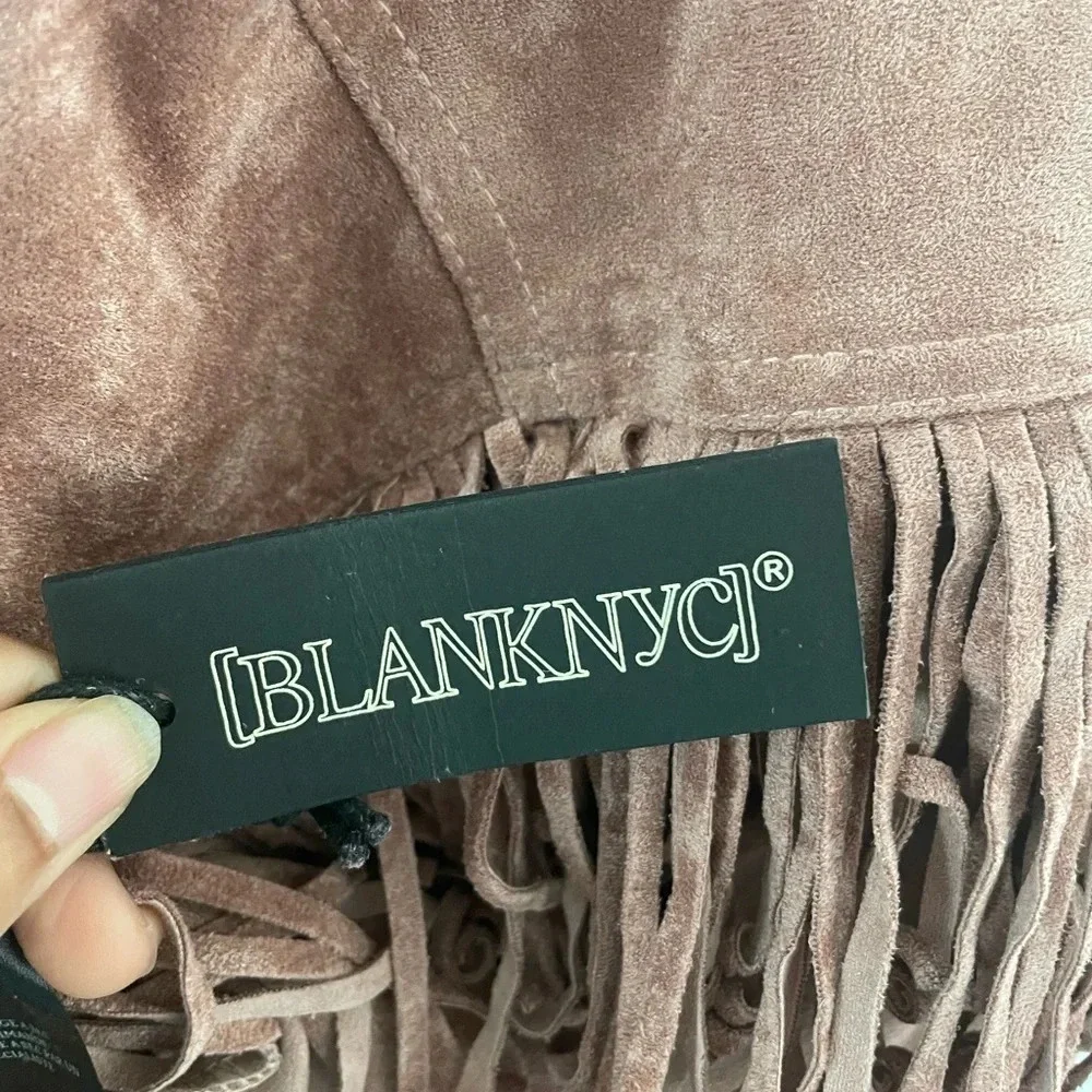 NWT Blank NYC Vegan Suede Fringe Moto Jacket Sz M - Picture 14 of 14